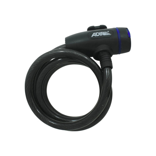 Candado flexible de cable Adir negro con detalle azul para bicicleta o seguridad general
