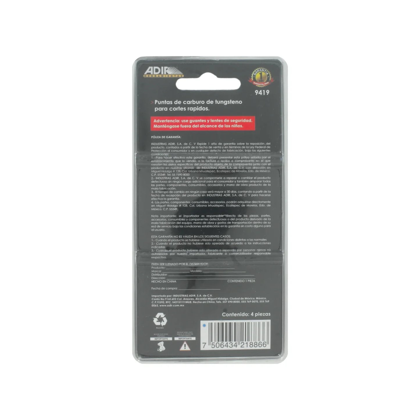 Juego de brocas para vidrio 4 piezas165301