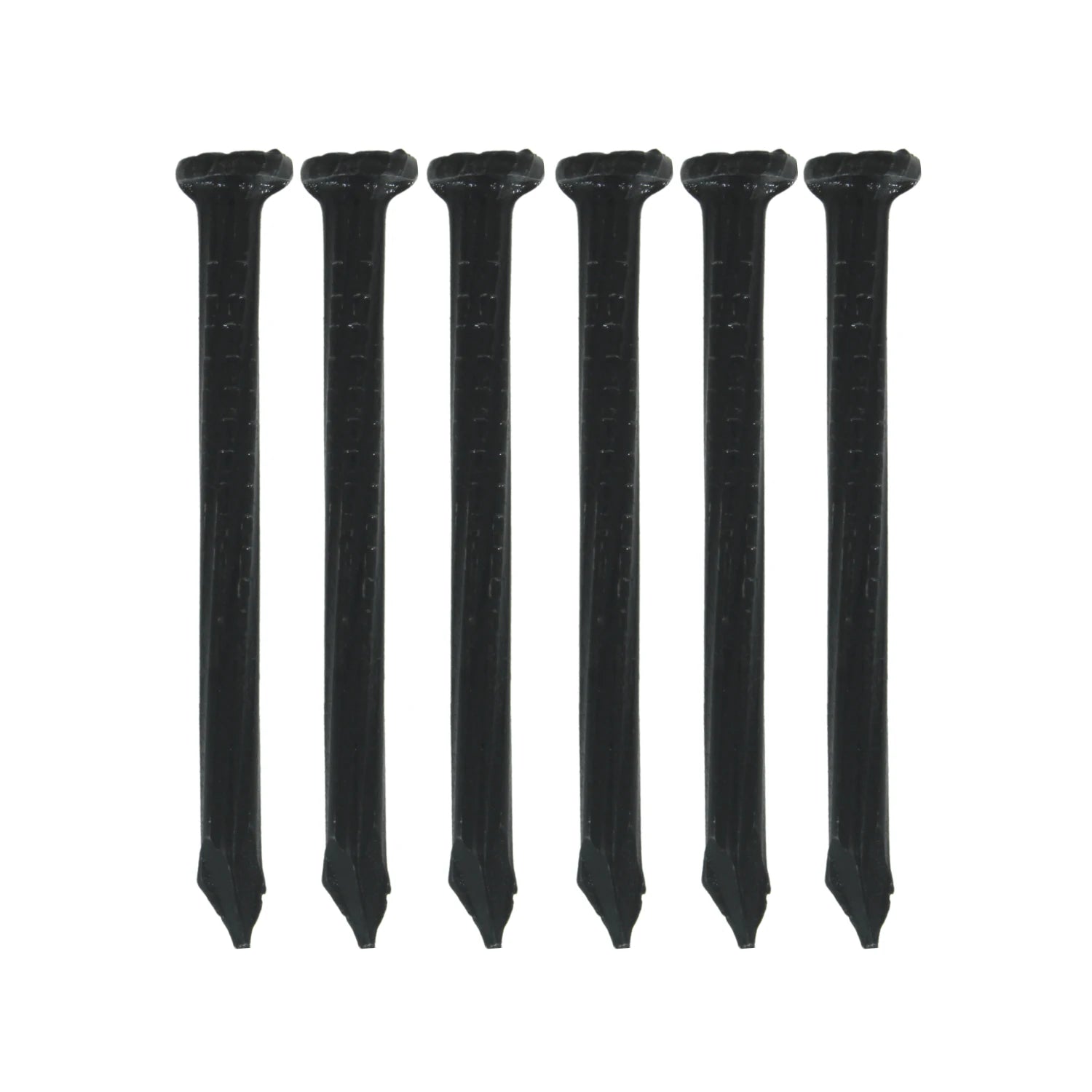 Seis clavos negros para concreto 2 pulgadas calibre 8, punta cincel, alta resistencia