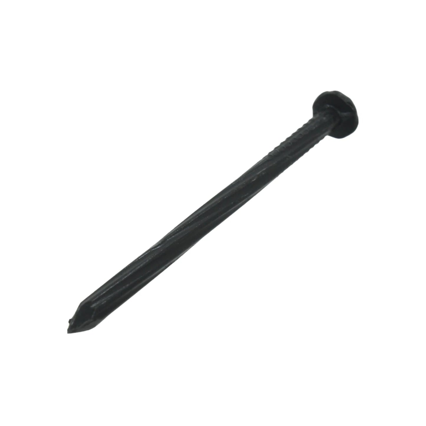 Clavo para concreto negro de 3 pulgadas con cabeza plana y cuerpo estriado, para fijación en mampostería.