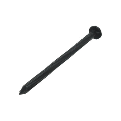 Clavo para concreto negro de 3 pulgadas con cabeza plana y cuerpo estriado, para fijación en mampostería.