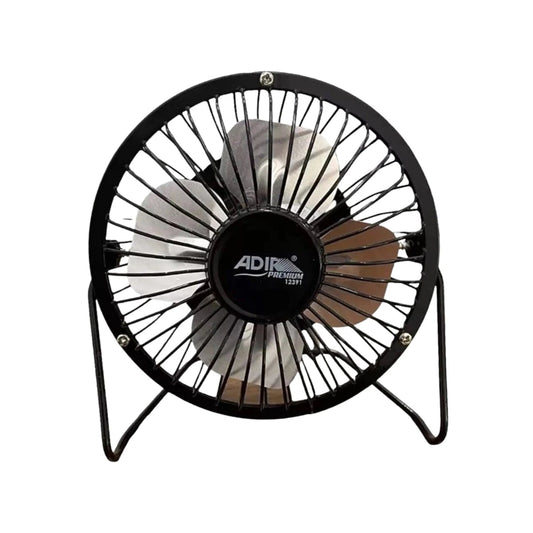 Ventilador mini USB Adir 12391 negro para escritorio, diseño portátil con rejilla metálica