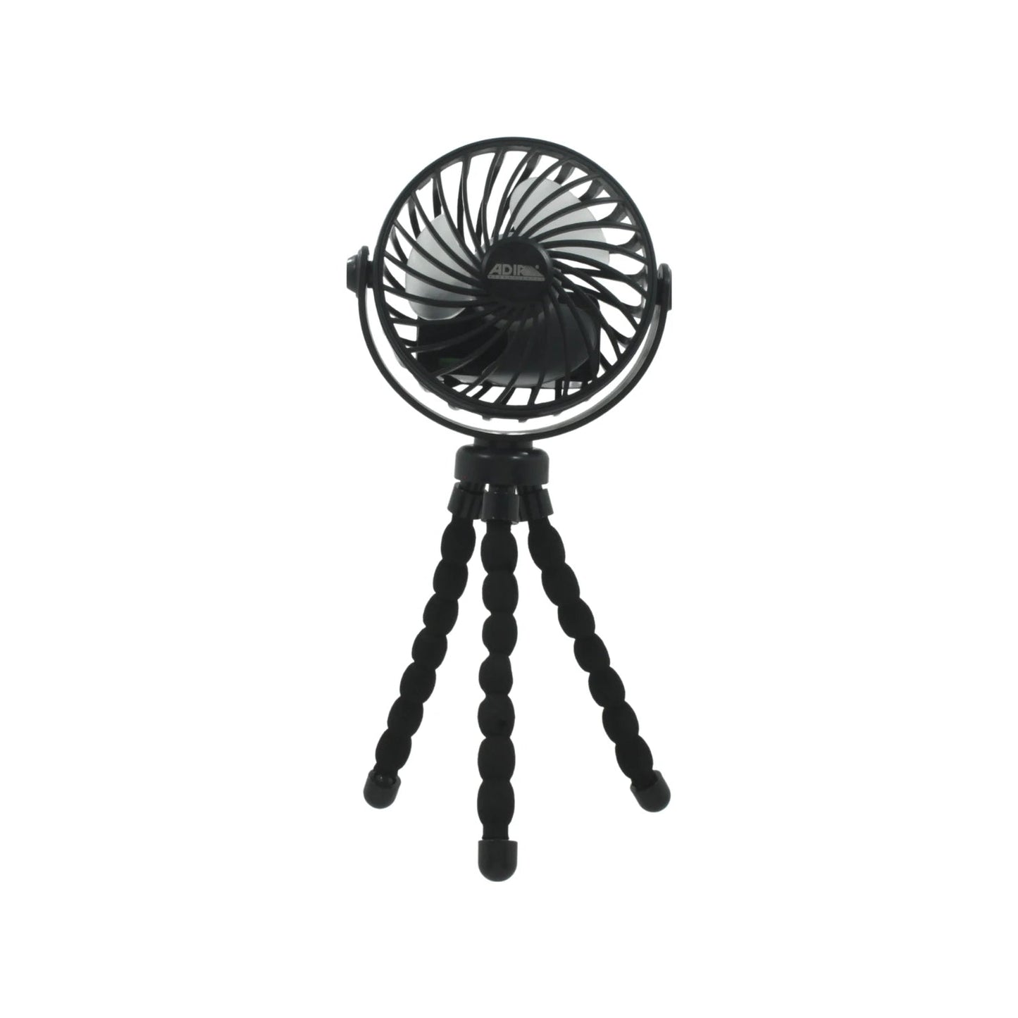 Ventilador mini portátil Adir negro con trípode flexible para escritorio o camping