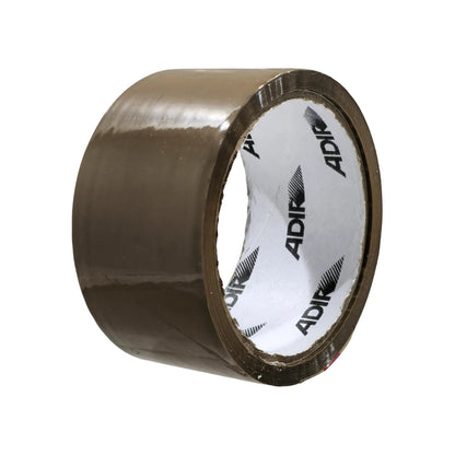 Cinta adhesiva canela Adir para embalaje, sellado de cajas y paquetería. Rollo de cinta marrón.