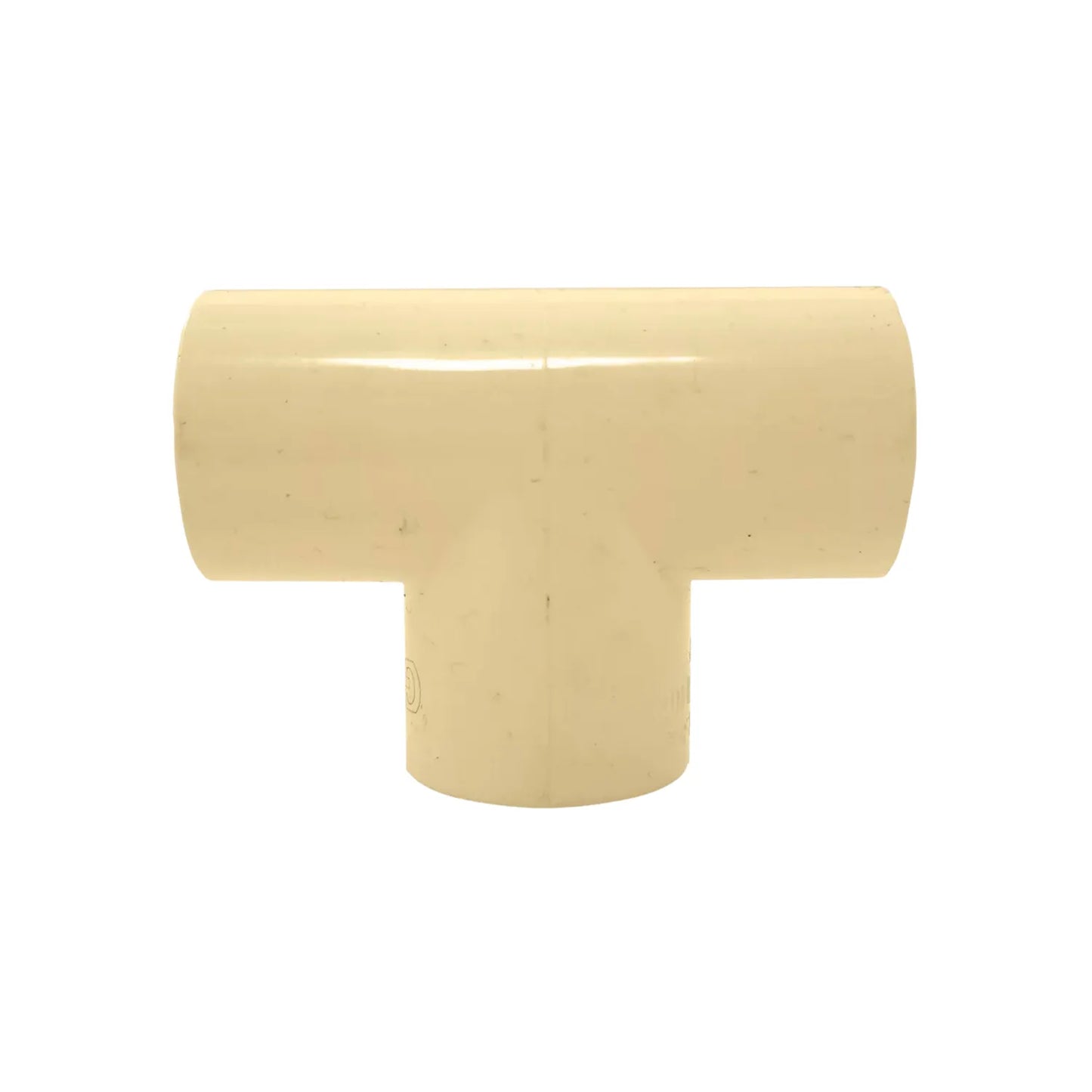 Fitting Tee CPVC 3/4" (19 mm) color crema para plomería y sistemas de agua caliente