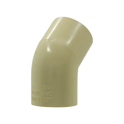 Codo CPVC 45° de 1/2" para tubería de agua caliente color crema