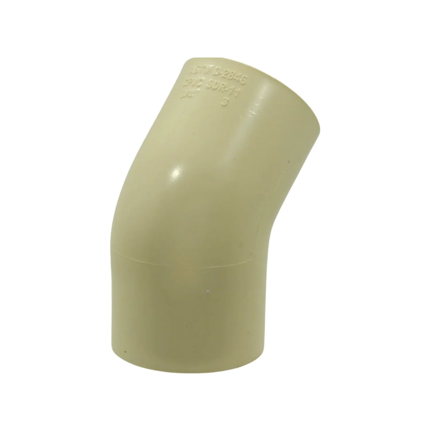 Codo CPVC 45 grados 3/4" beige SDR-11 para tuberías de agua caliente o fría