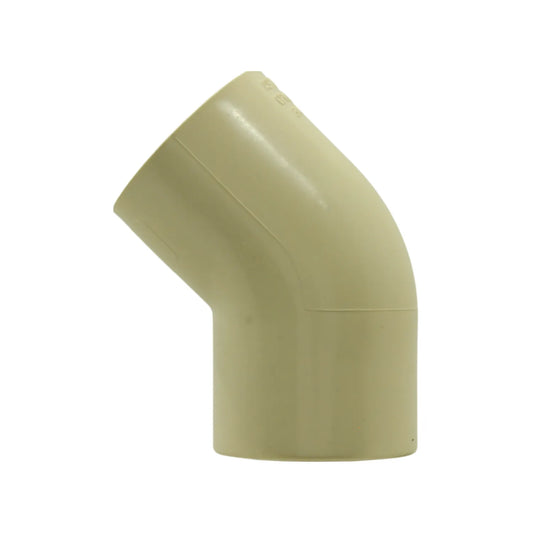 Codo de CPVC 45 grados color crema para conexión de tuberías, accesorio de plomería