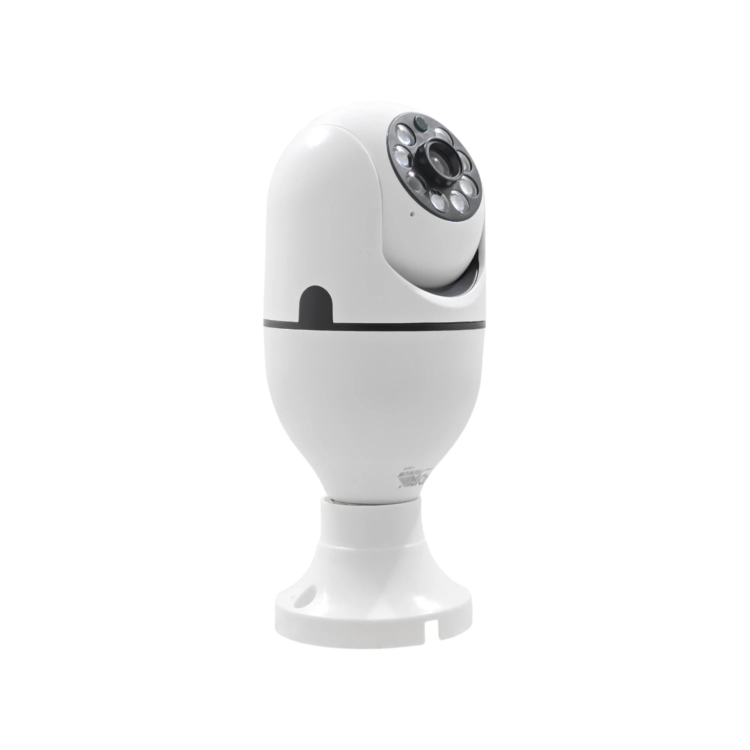 Cámara de seguridad WiFi IP blanca 360 grados para interior con visión nocturna y base de fijación