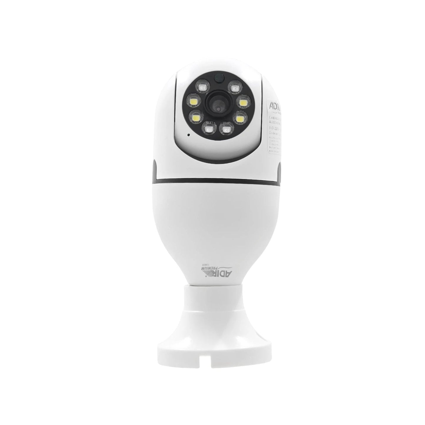 Cámara de seguridad WIFI 360° Adir 12839 blanca con LEDs de visión nocturna para vigilancia del hogar.