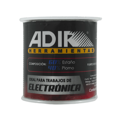 Soldadura Adir 60/40 estaño y plomo, ideal para trabajos de electrónica