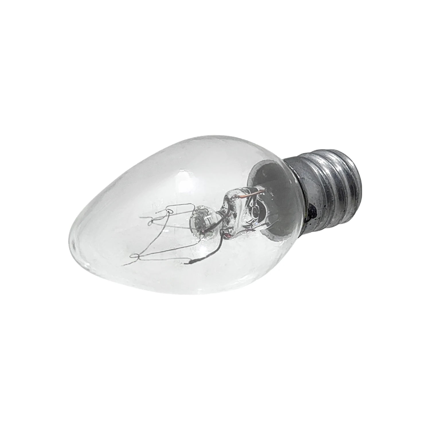 Foco incandescente transparente 7.5W con filamento visible y base de rosca pequeña