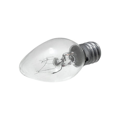 Foco incandescente transparente 7.5W con filamento visible y base de rosca pequeña