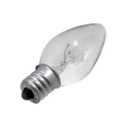 Foco incandescente transparente 7.5W con rosca E12 para candelabro y luz nocturna
