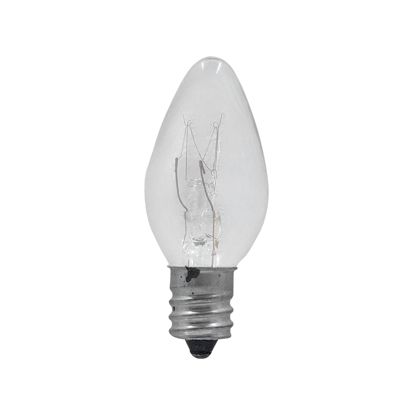 Foco incandescente transparente 7.5W tipo vela con base de rosca para iluminación decorativa