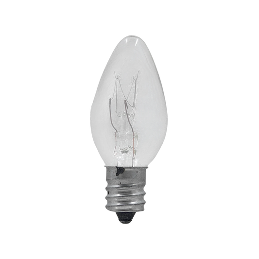 Foco incandescente transparente 7.5W tipo vela con base de rosca para iluminación decorativa