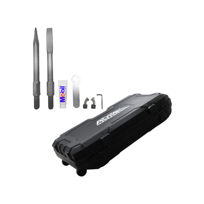 Kit de accesorios para martillo demoledor: 2 cinceles, grasa Mobil, herramientas y maletín ADV.