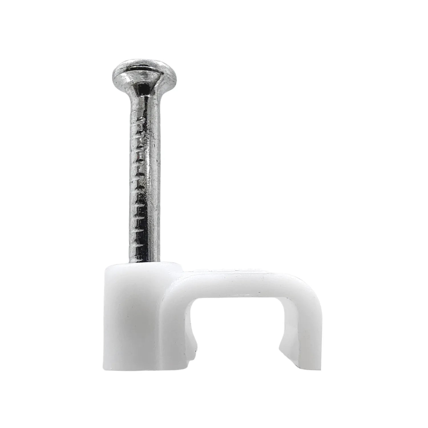 Grapa para cable recta blanca con clavo de acero para fijación de cables eléctricos de 6mm