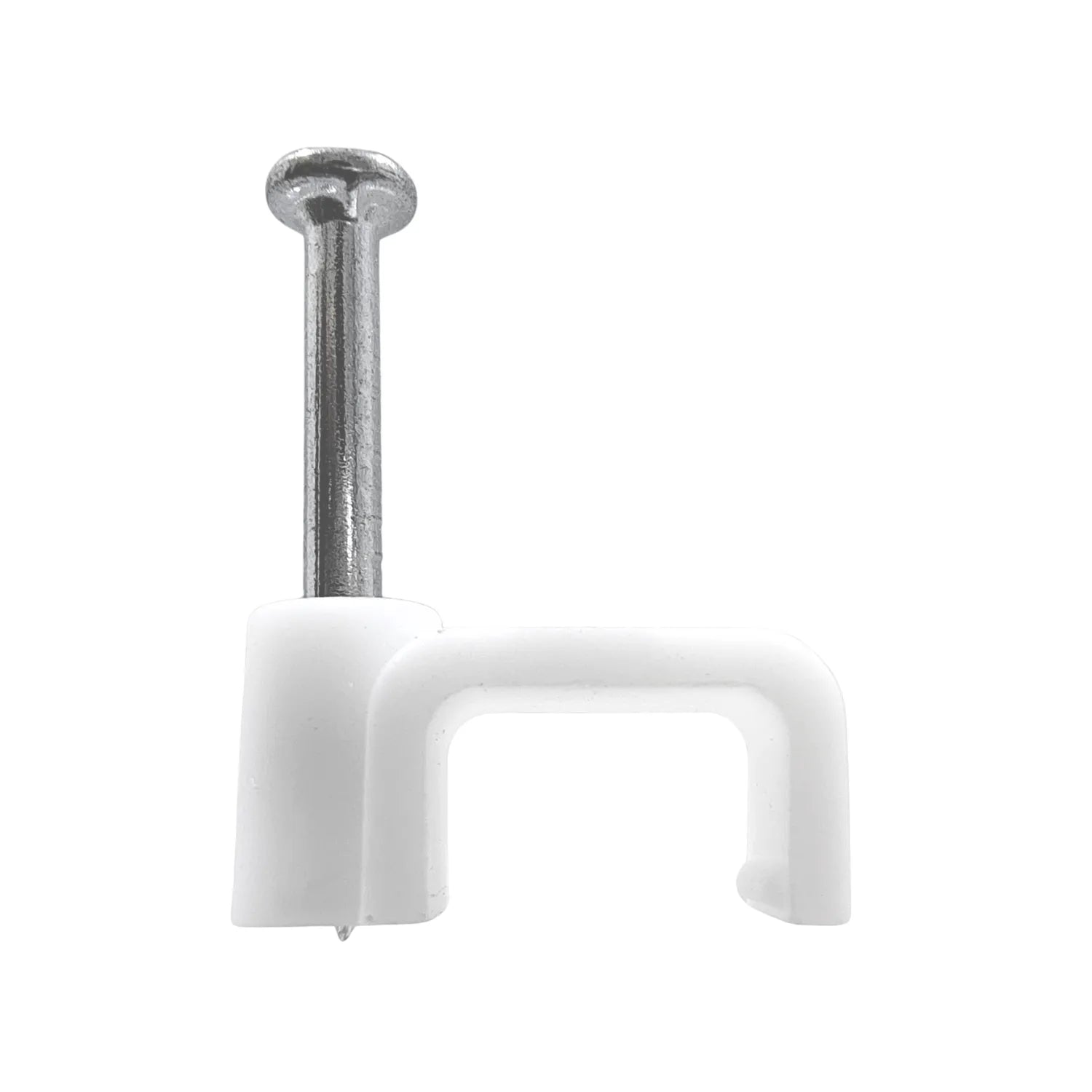 Grapa recta blanca para cable con clavo de acero, sujetacables de 8.5 mm para instalación eléctrica