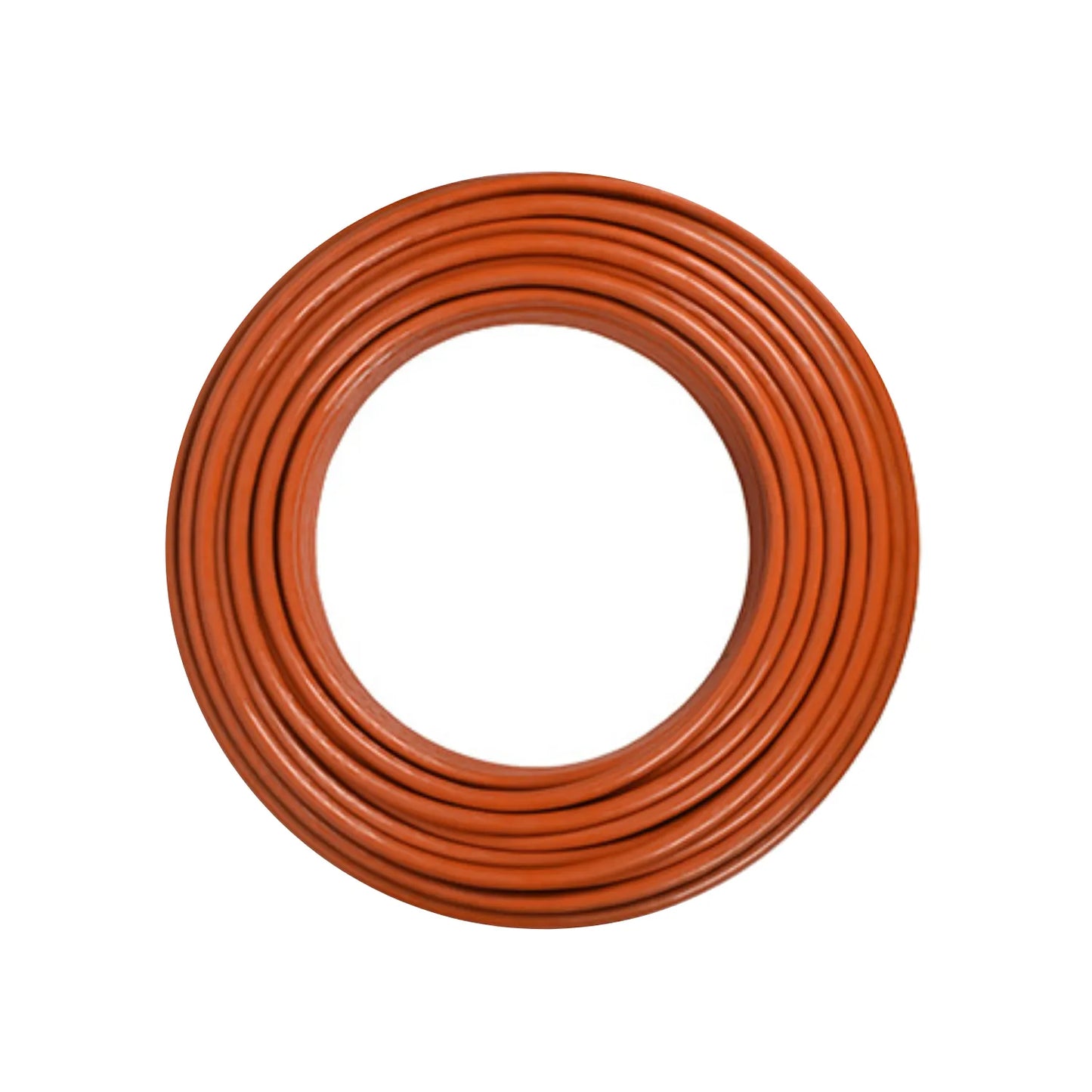 Cable eléctrico flexible naranja en rollo, ideal para instalaciones domésticas y proyectos de construcción y ferretería.