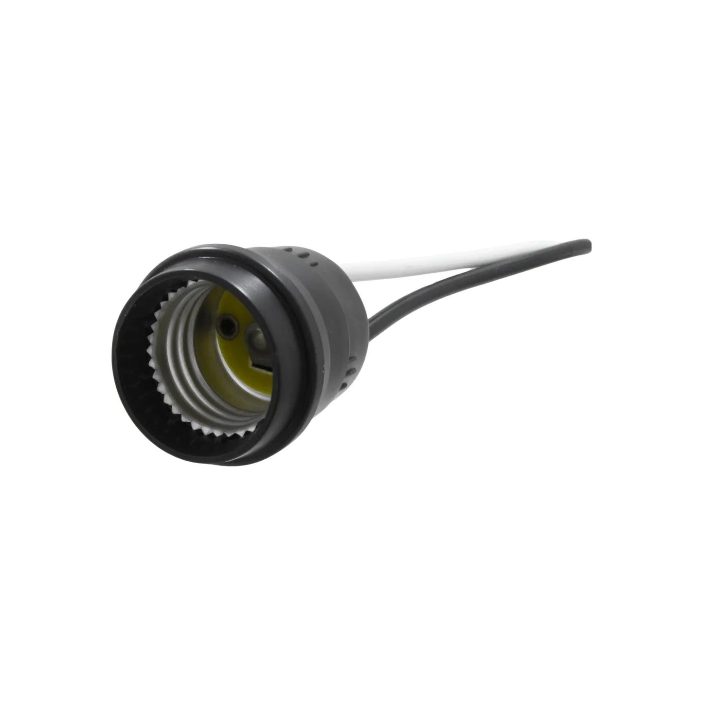 Socket negro de intemperie con rosca E27 y cables de conexión para iluminación exterior