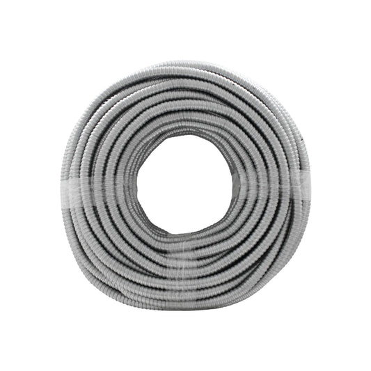 Rollo de conduit metálico flexible gris para instalaciones eléctricas, protección de cables