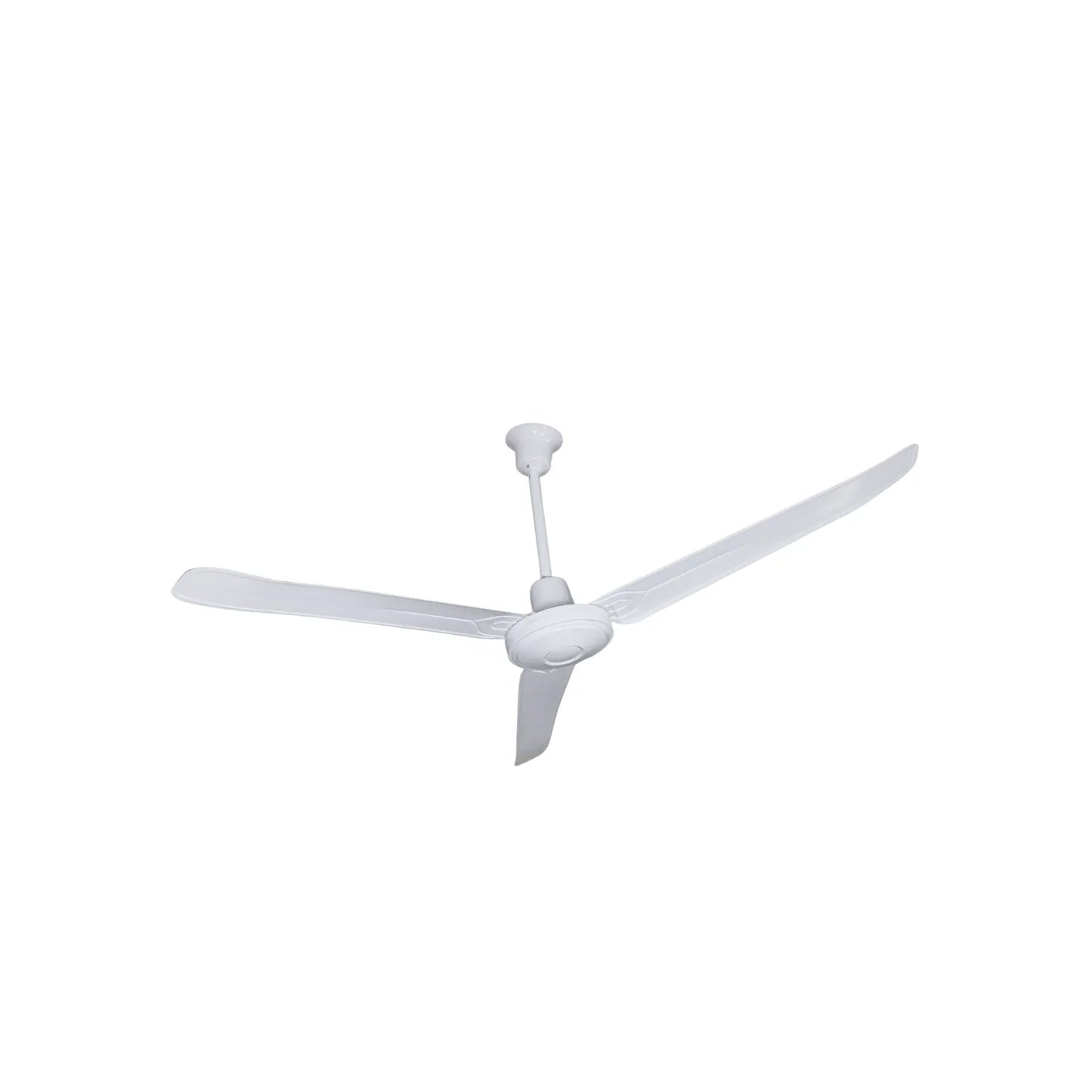 Ventilador de techo blanco de 3 aspas metálicas con varilla de instalación para ventilación residencial o comercial