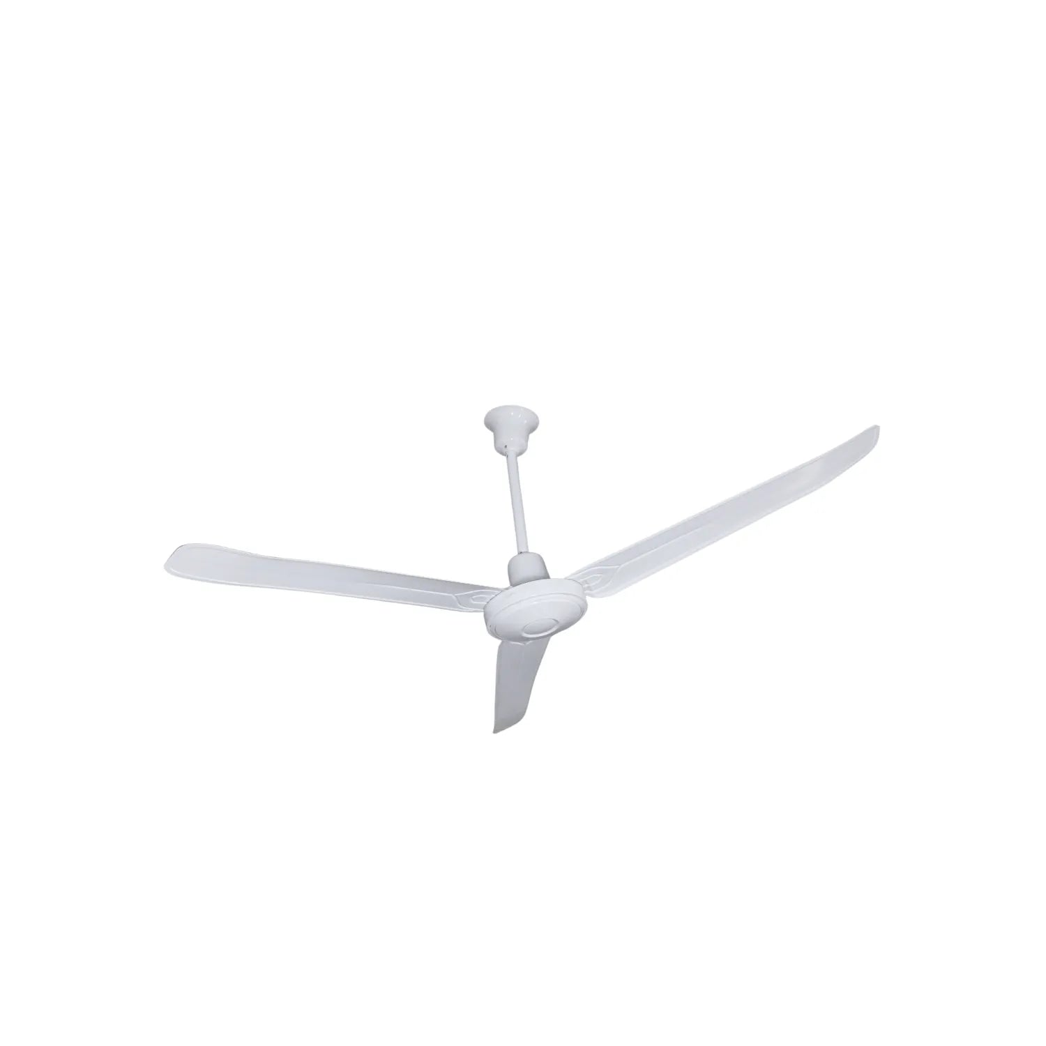 Ventilador de techo blanco de 3 aspas metálicas con varilla de instalación para ventilación residencial o comercial