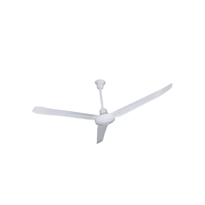 Ventilador de techo blanco de 3 aspas metálicas con varilla de instalación para ventilación residencial o comercial