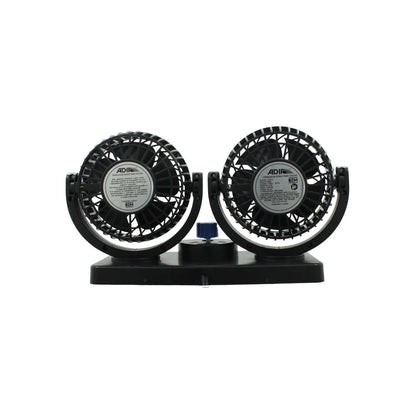 Ventilador doble para auto Adir negro con selector de velocidad para tablero vehicular de 12V
