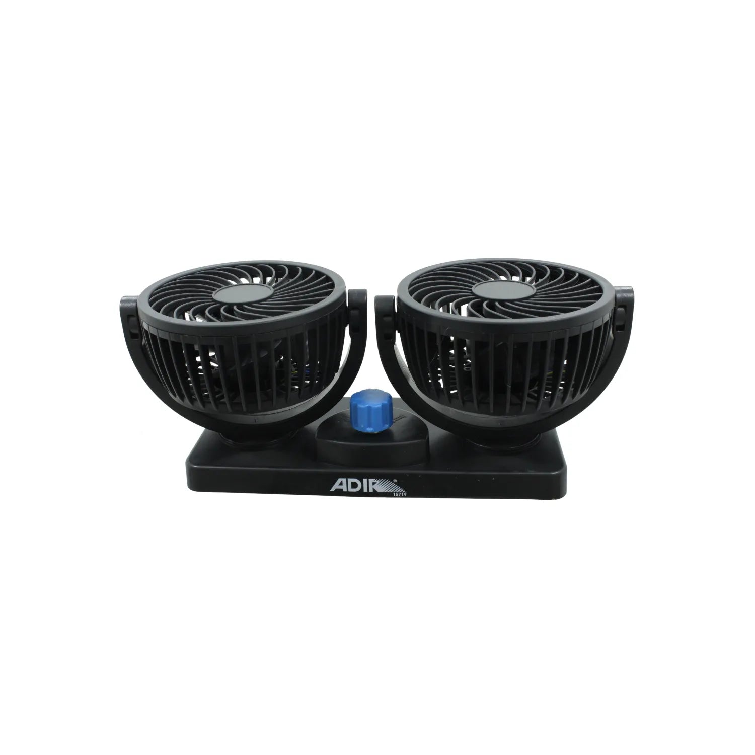Ventilador doble para automóvil Adir de 12V con cabezales giratorios y control de velocidad color negro