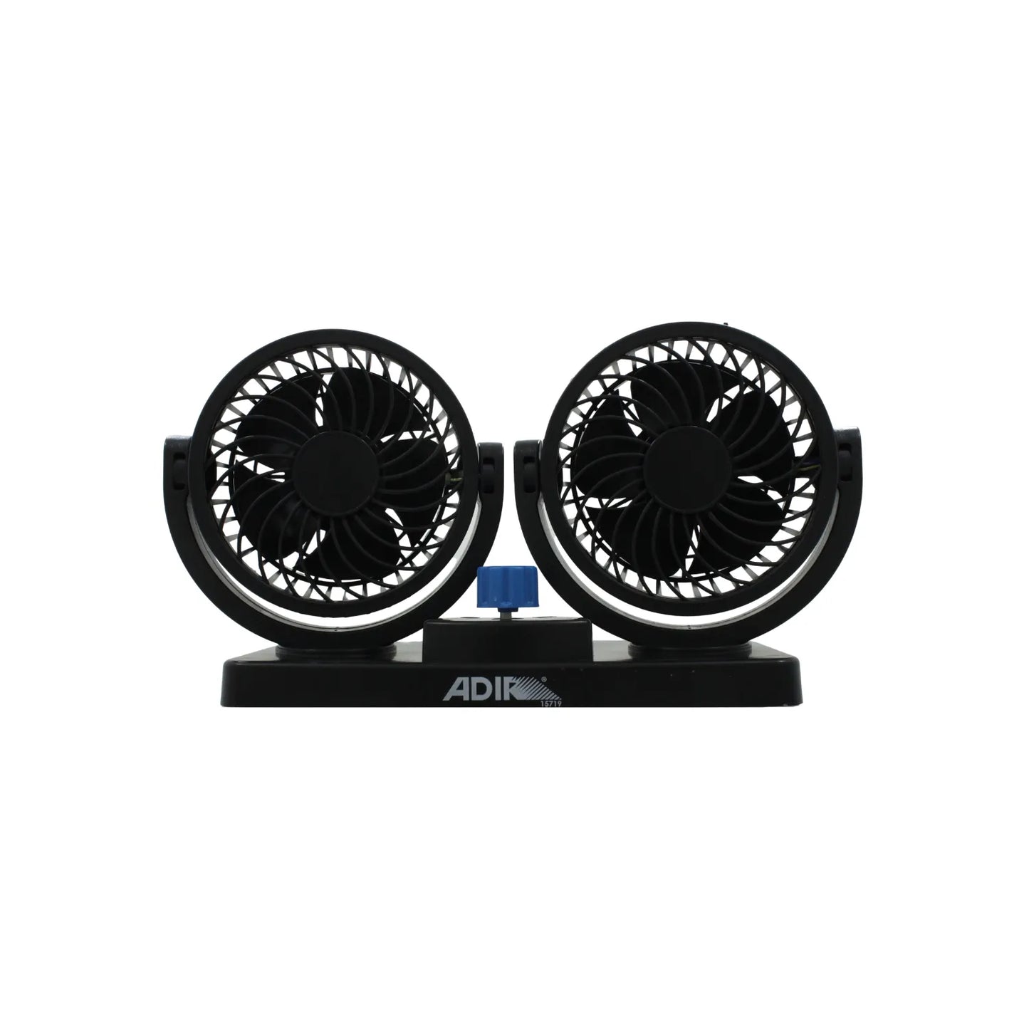 Ventilador doble para auto Adir 15719 negro de 12V con base ajustable y control de velocidad para tablero