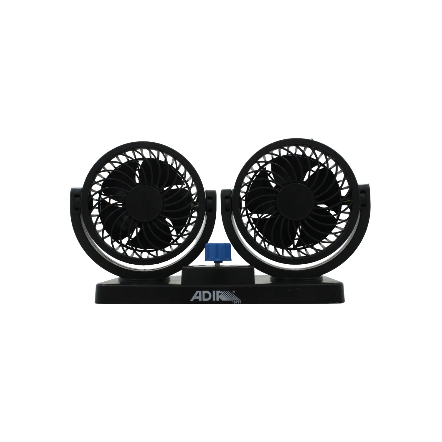 Ventilador doble para auto Adir 15719 negro de 12V con base ajustable y control de velocidad para tablero
