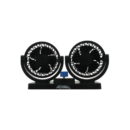 Ventilador doble para auto Adir 15719 negro de 12V con base ajustable y control de velocidad para tablero