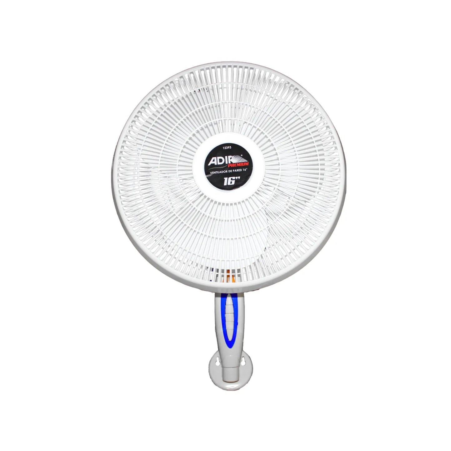 Ventilador de pared Adir Premium de 16 pulgadas color blanco con rejilla protectora circular y base ajustable