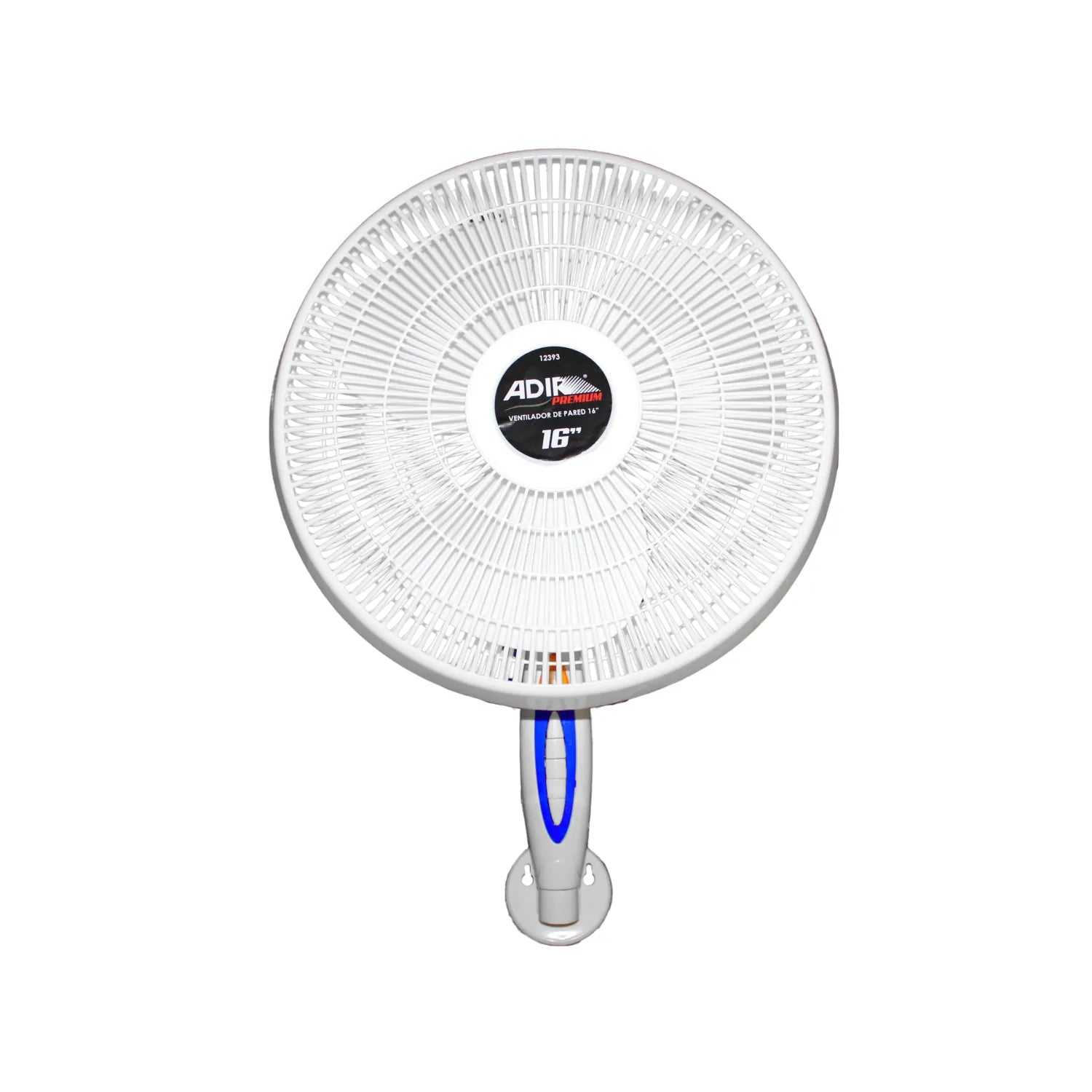 Ventilador de pared Adir Premium de 16 pulgadas color blanco con rejilla protectora circular y base ajustable