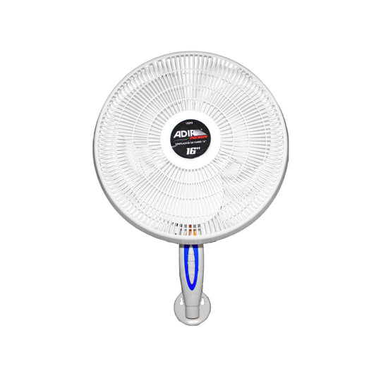 Ventilador de pared Adir Premium de 16 pulgadas color blanco con rejilla protectora circular y base ajustable