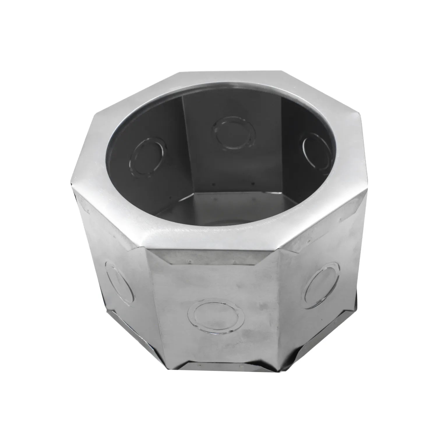 Caja octogonal metálica galvanizada para instalaciones eléctricas con troqueles para tubería conduit silver