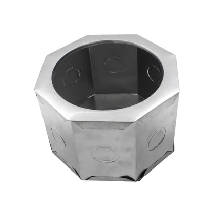 Caja octogonal metálica galvanizada para instalaciones eléctricas con troqueles para tubería conduit silver