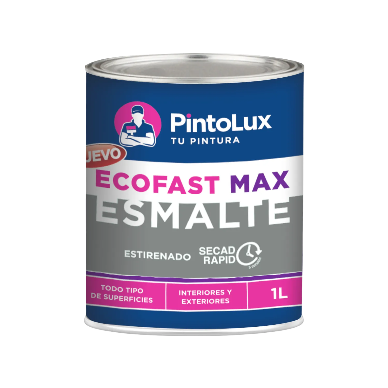 Esmalte PintoLux EcoFast Max gris 1L secado rápido 5 min para interiores, exteriores y todo tipo de superficies