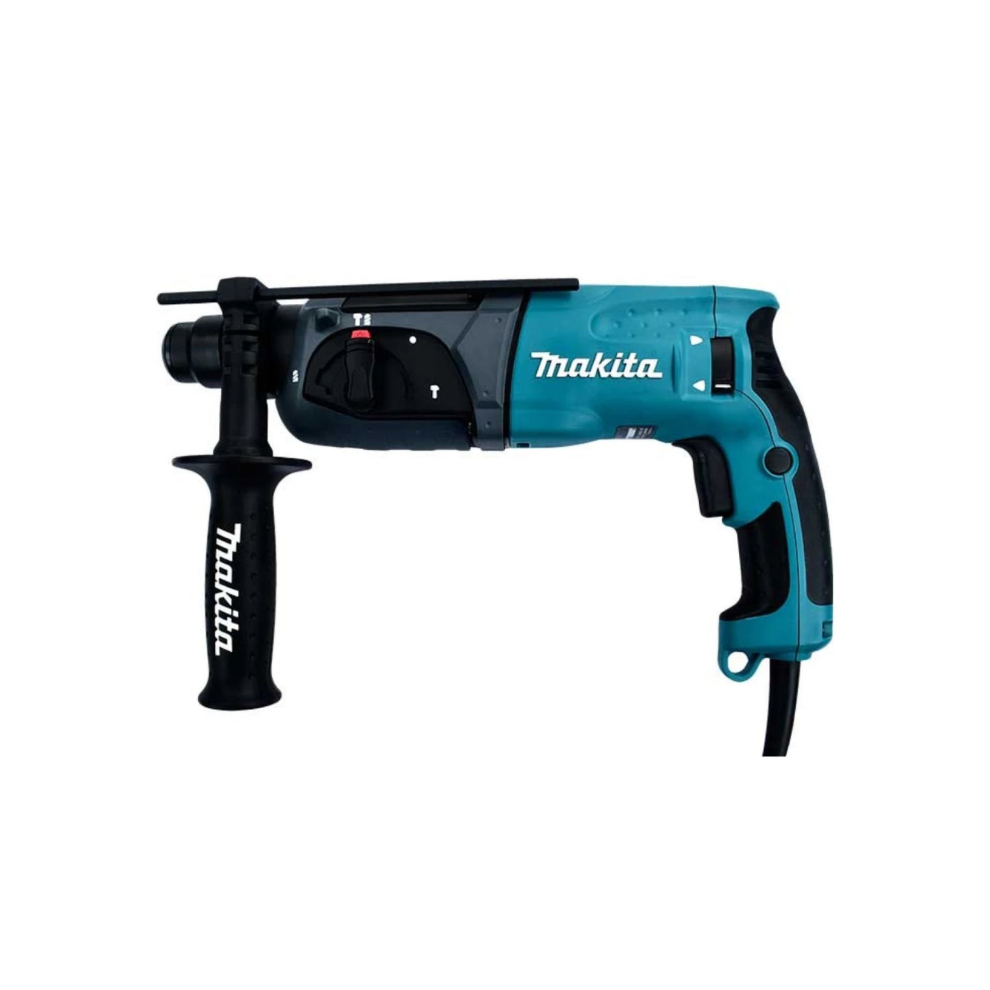 Martillo perforador percutor SDS Makita azul y negro con empuñadura auxiliar para construcción y reforma