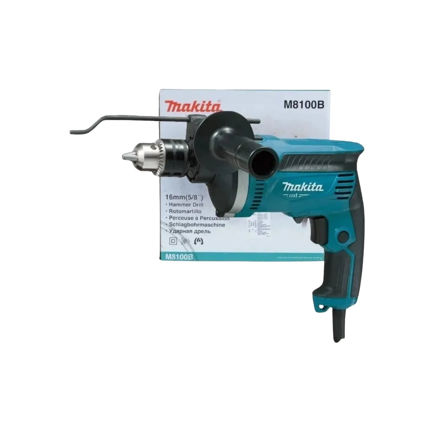 Rotomartillo percutor Makita M8100B 16mm (5/8 pulg.) teal/negro, con empuñadura lateral y medidor de profundidad