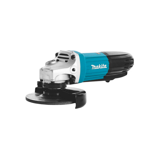 Esmeriladora angular eléctrica Makita azul y negra para corte y desbaste