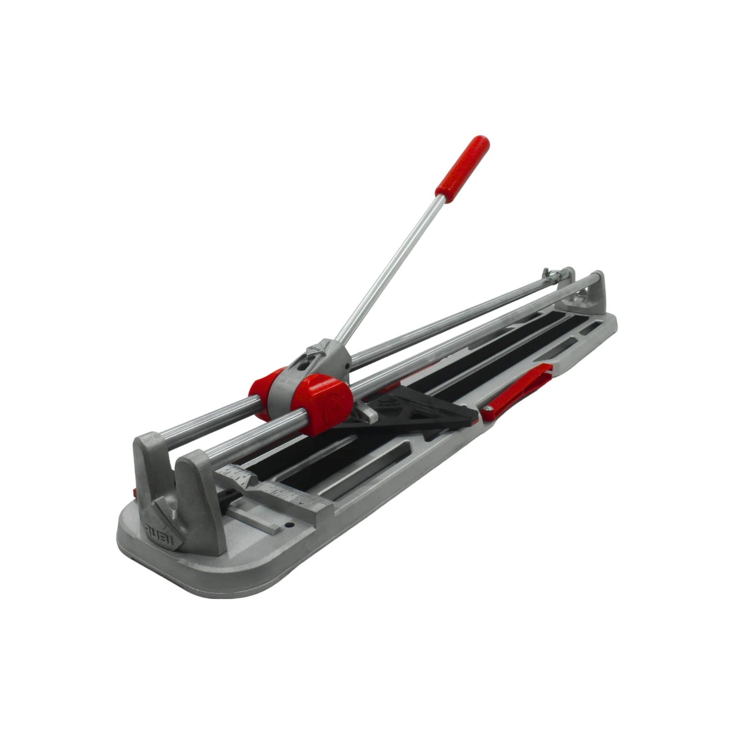 Cortadora de azulejos manual RUBI profesional gris y roja para cortar cerámica y baldosas con precisión.