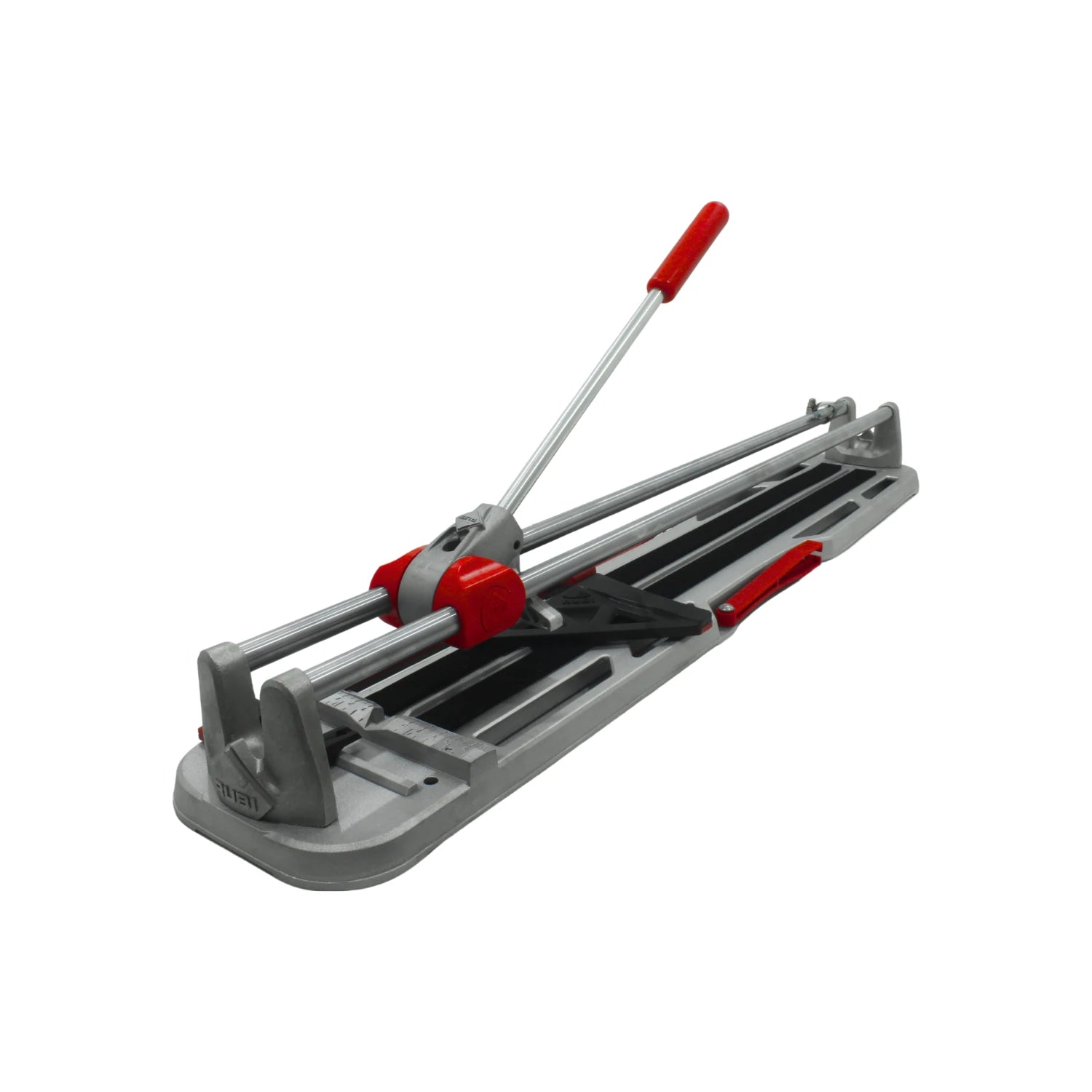 Cortadora de azulejos manual RUBI profesional gris y roja para cortar cerámica y baldosas con precisión.