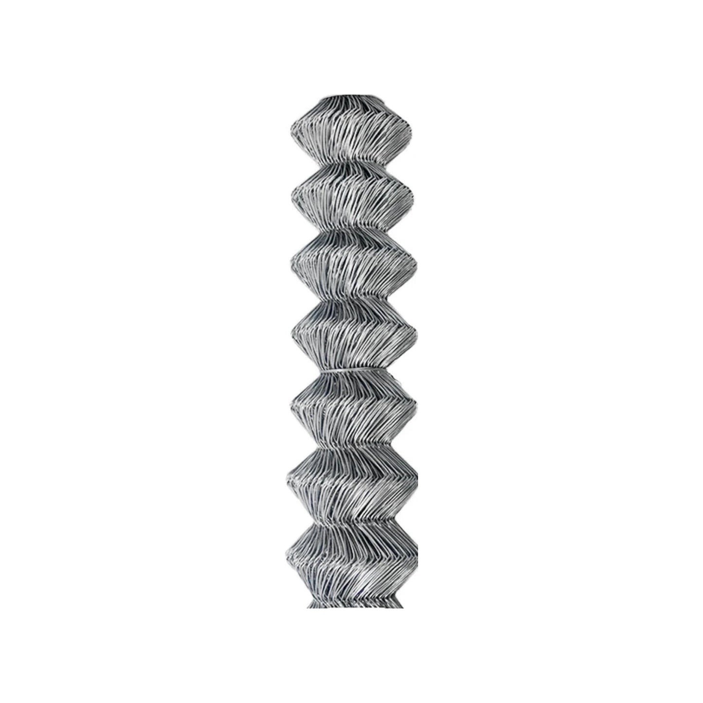 Malla ciclónica de acero galvanizado calibre 12.5, rollo compacto para cercas y seguridad perimetral.