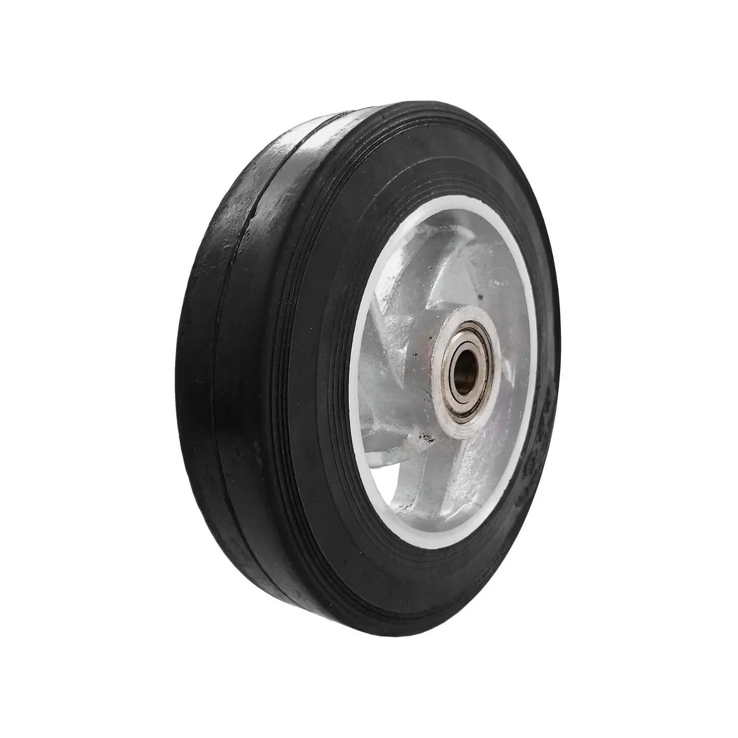 Rueda para diablo 8 pulgadas de goma negra, rin de rayos de aluminio con balero