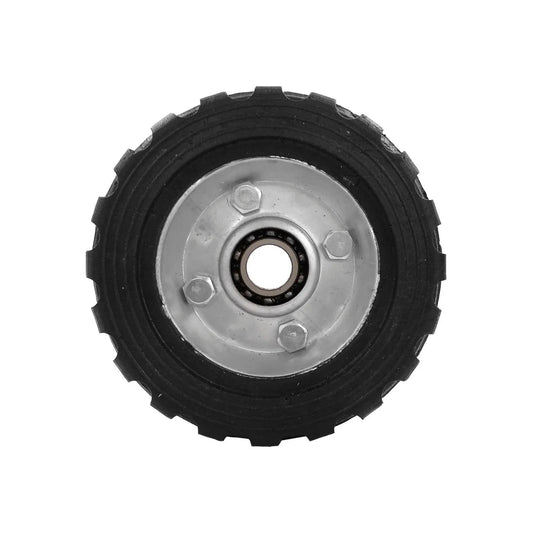 Rueda negra de PVC de 5 pulgadas para diablo, con banda de rodadura, un balero y rin plateado