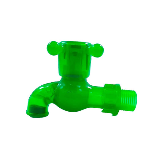 Llave de nariz plástica verde 1/2 pulgada. Grifo de agua de plástico robusto para jardín o lavadero.