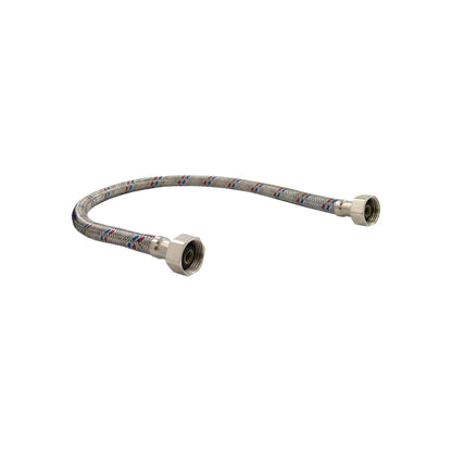 Manguera flexible trenzada metálica de 55cm para fregadero, con detalles rojos y azules, conectores roscados